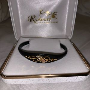 Italian Cuff Bracelet Black Gold Open Clasp